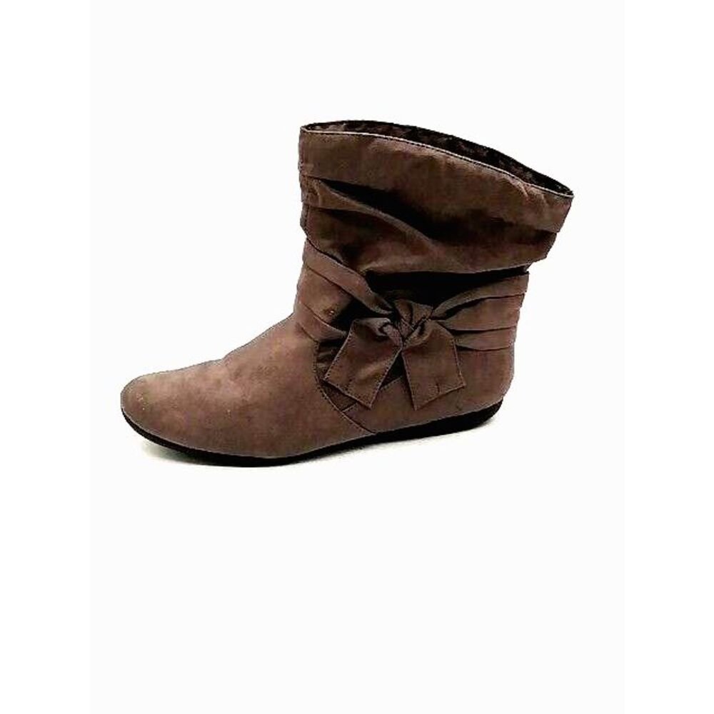 SO Boots Womens Sorhogrey Gray 9.5 Ankle‎ Bootie Shoe Ruched Pull On Flat